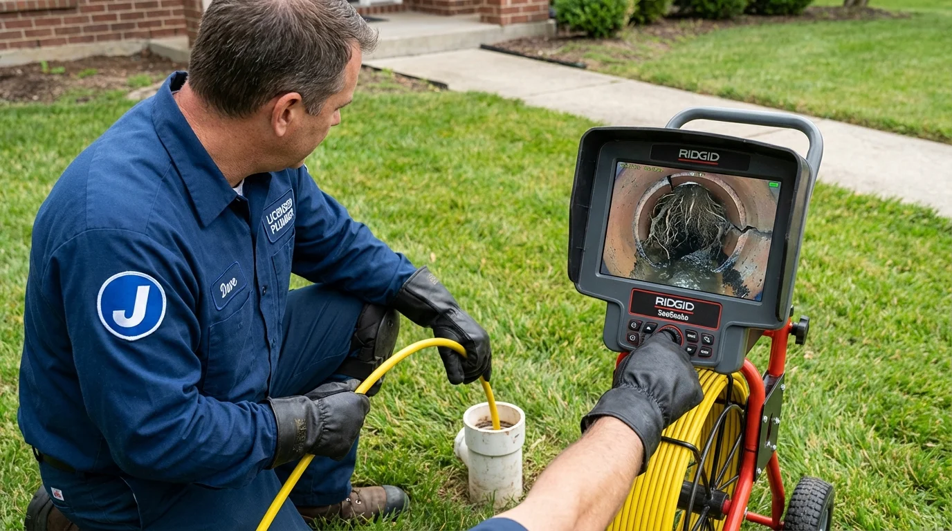 Sewer camera inspection being performed by Johns Plumbing LLC in Burlingame